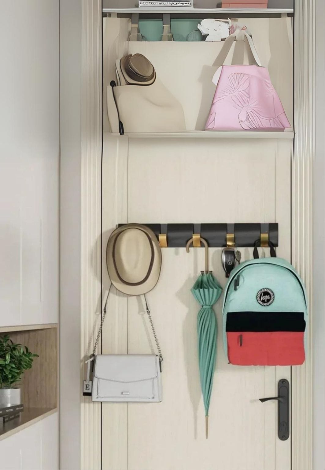 Porte manteau design mural Noir Doré 6 Crochets | Le Porte Manteau Black Gold -48.5cm