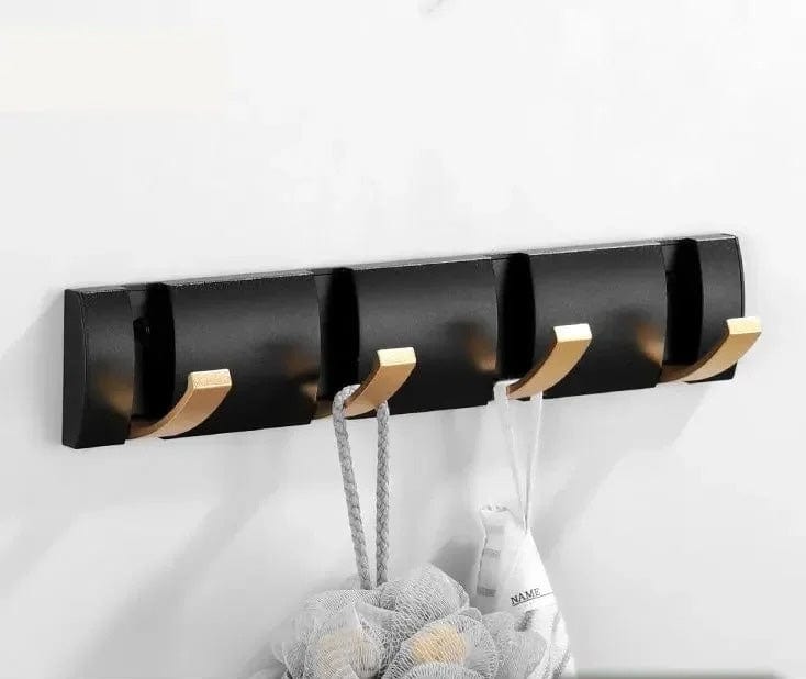 Porte manteau design mural Noir Doré 4 Crochets | Le Porte Manteau Black Gold -31.5cm