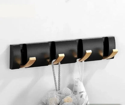 Porte manteau design mural Noir Doré 4 Crochets | Le Porte Manteau Black Gold -31.5cm
